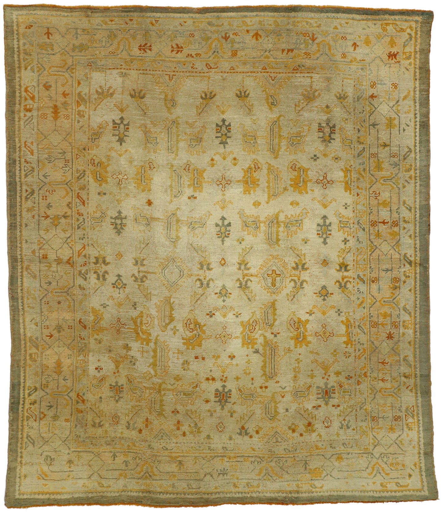 7 x 9 Antique Turkish Oushak Angora Rug 73716