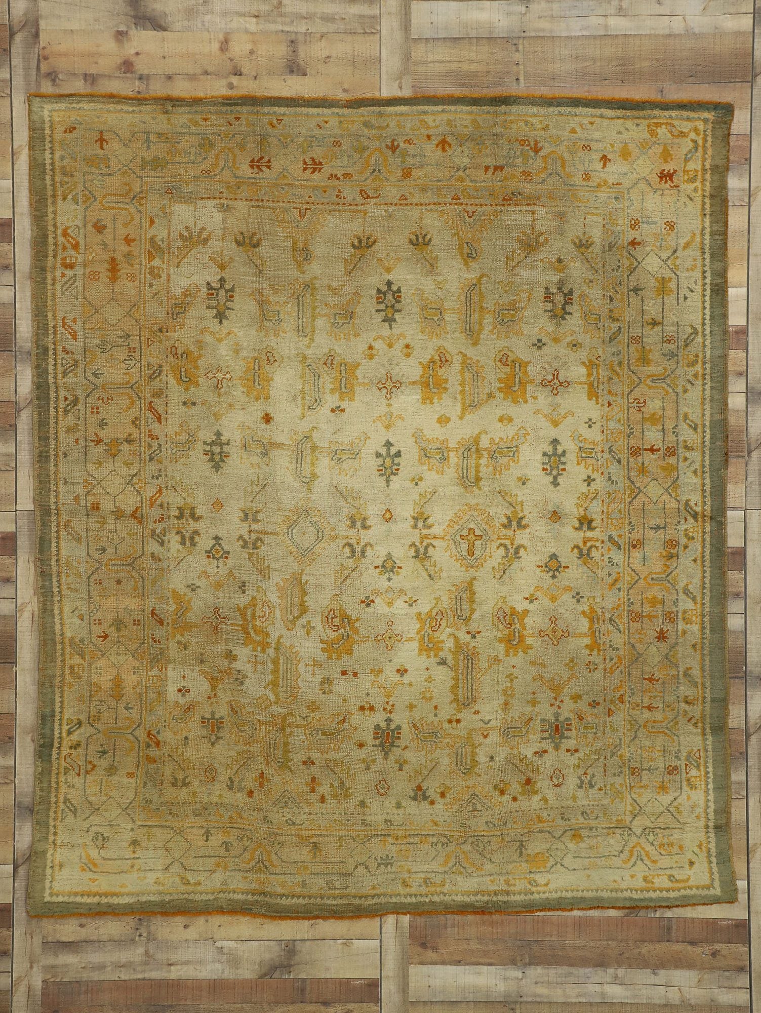 7 x 9 Antique Turkish Oushak Angora Rug 73716