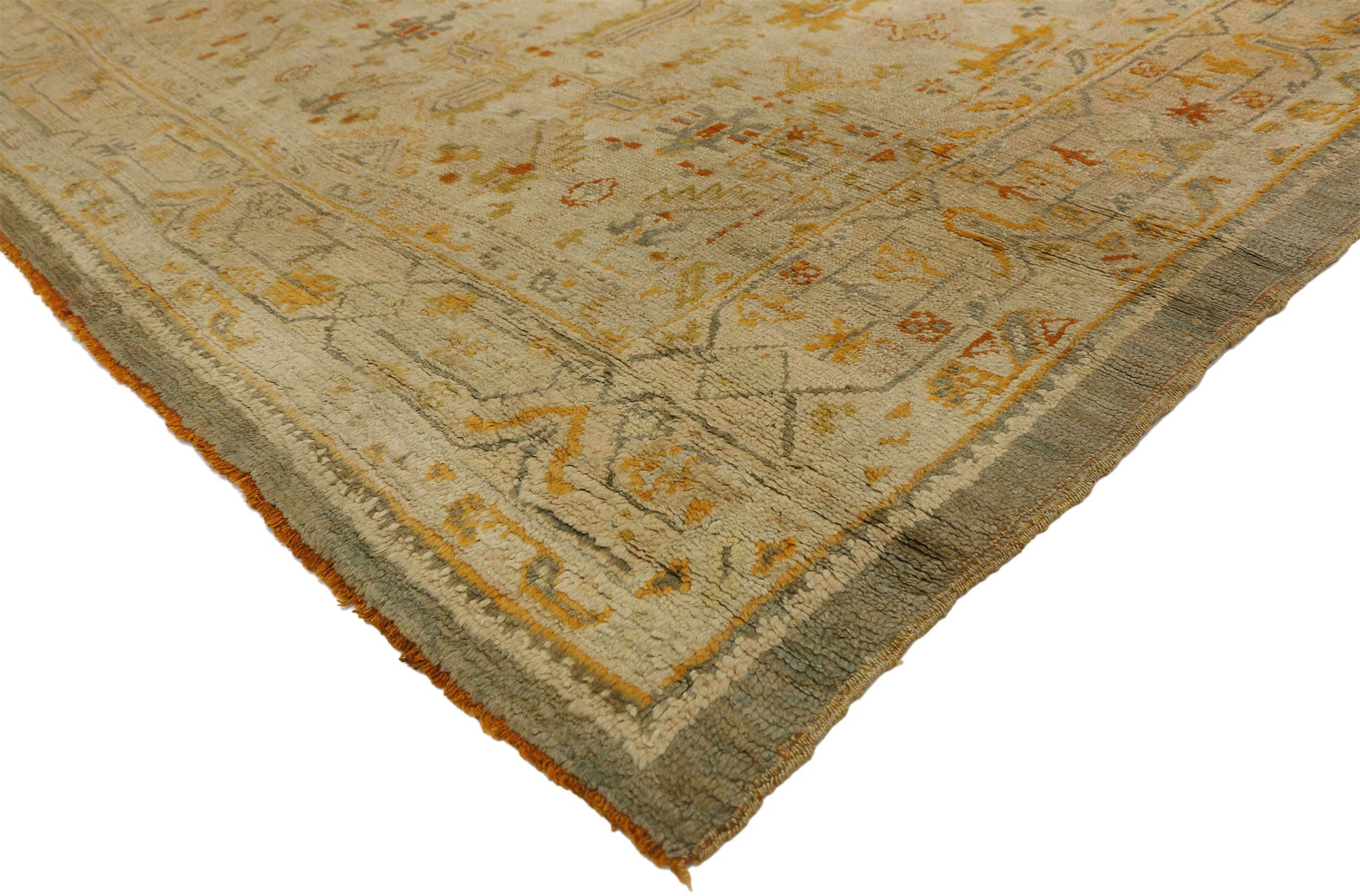 7 x 9 Antique Turkish Oushak Angora Rug 73716
