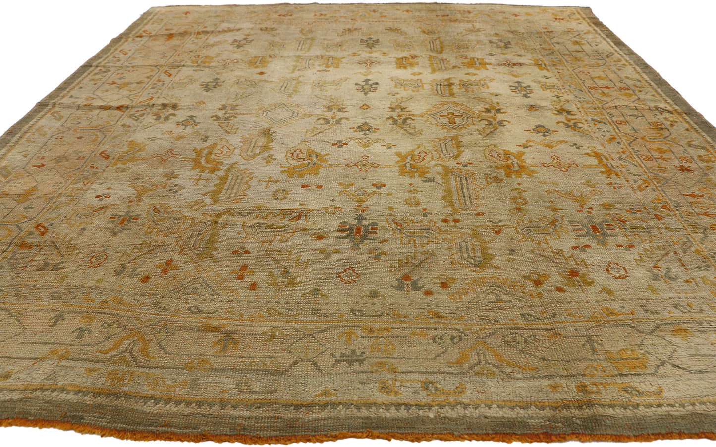 7 x 9 Antique Turkish Oushak Angora Rug 73716