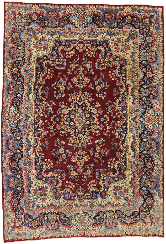 10 x 14 Vintage Persian Yazd Rug 73735