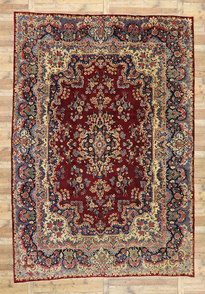 10 x 14 Vintage Persian Yazd Rug 73735