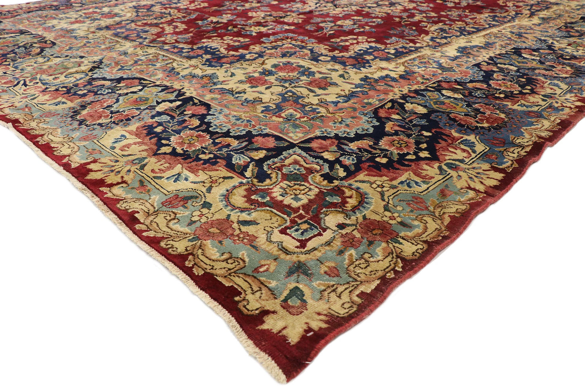 10 x 14 Vintage Persian Yazd Rug 73735