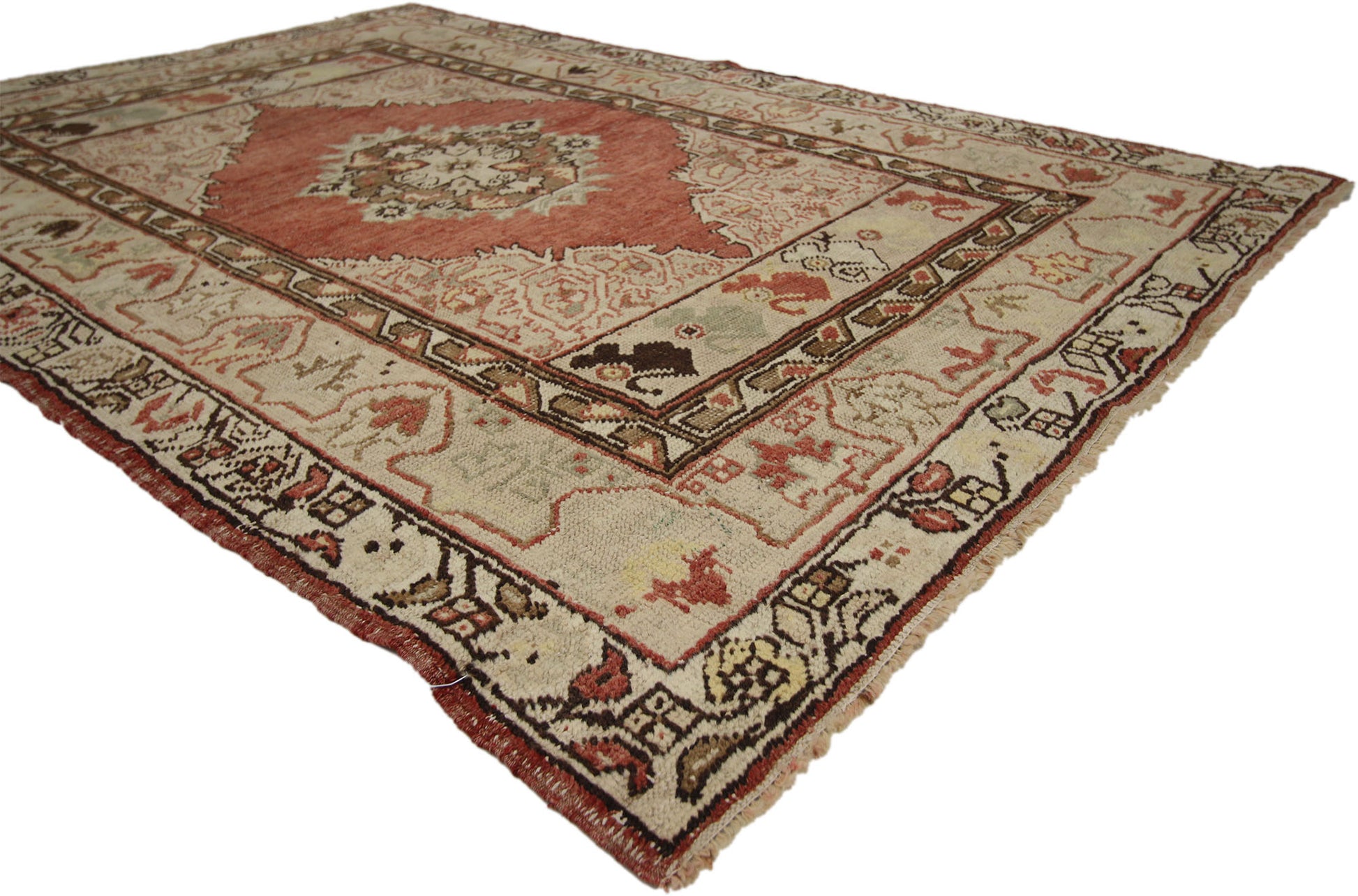 4 x 6 Vintage Turkish Oushak Rug 73741