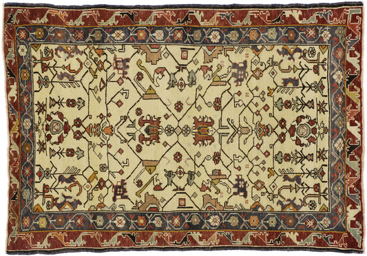4 x 5 Antique Turkish Oushak Rug 73781