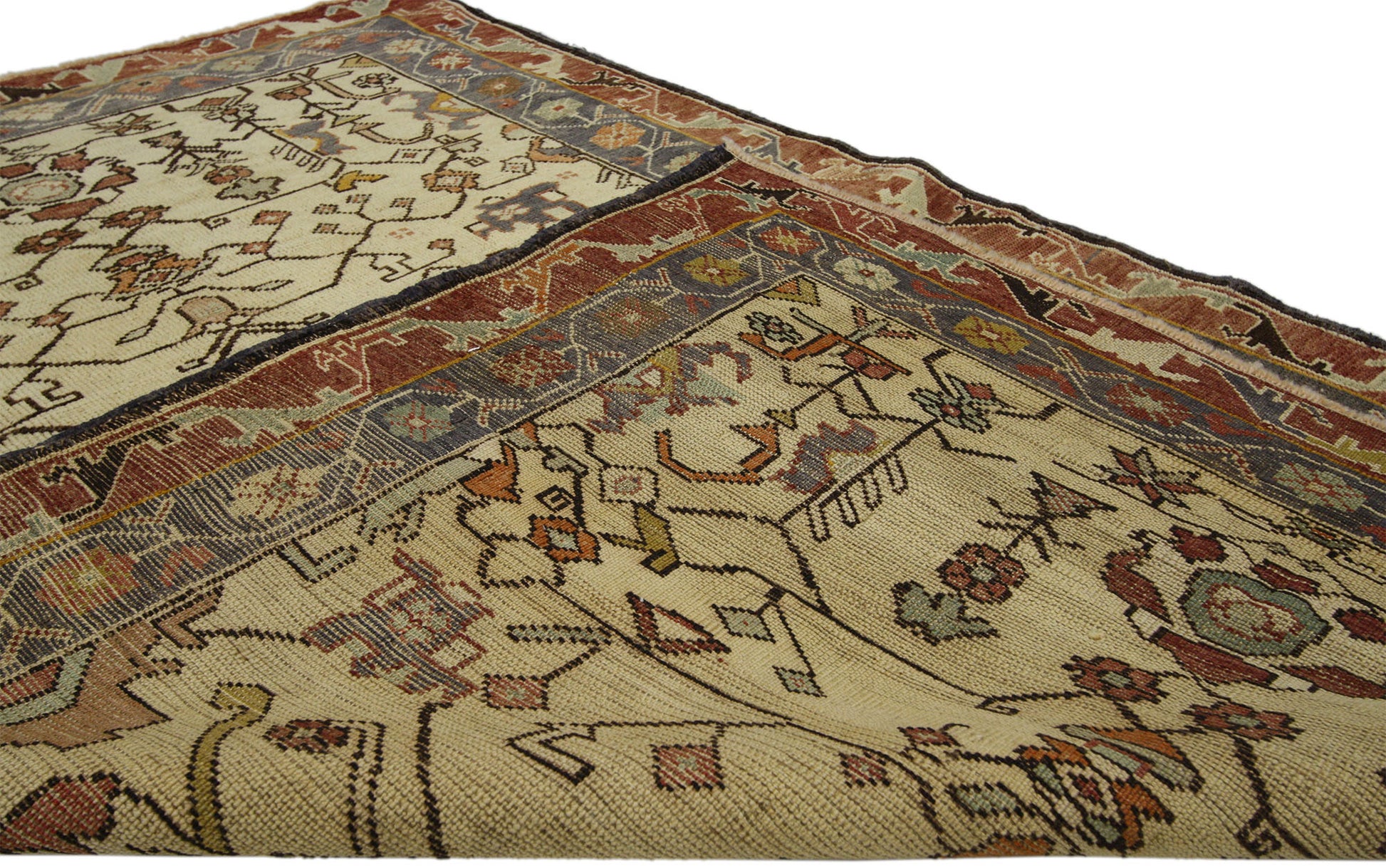 4 x 5 Antique Turkish Oushak Rug 73781