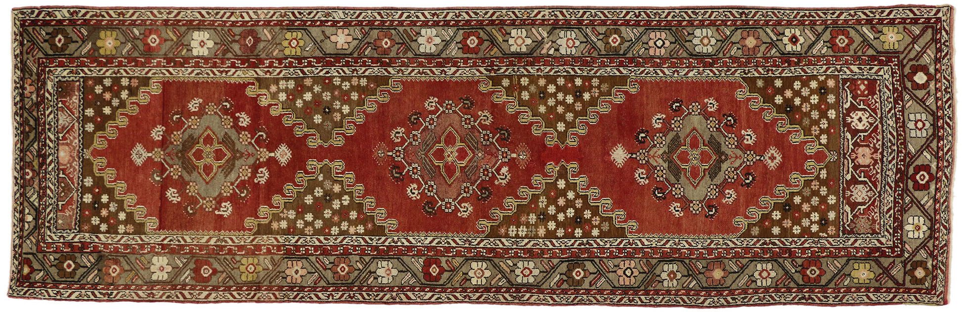 3 x 11 Vintage Turkish Oushak Runner 73839