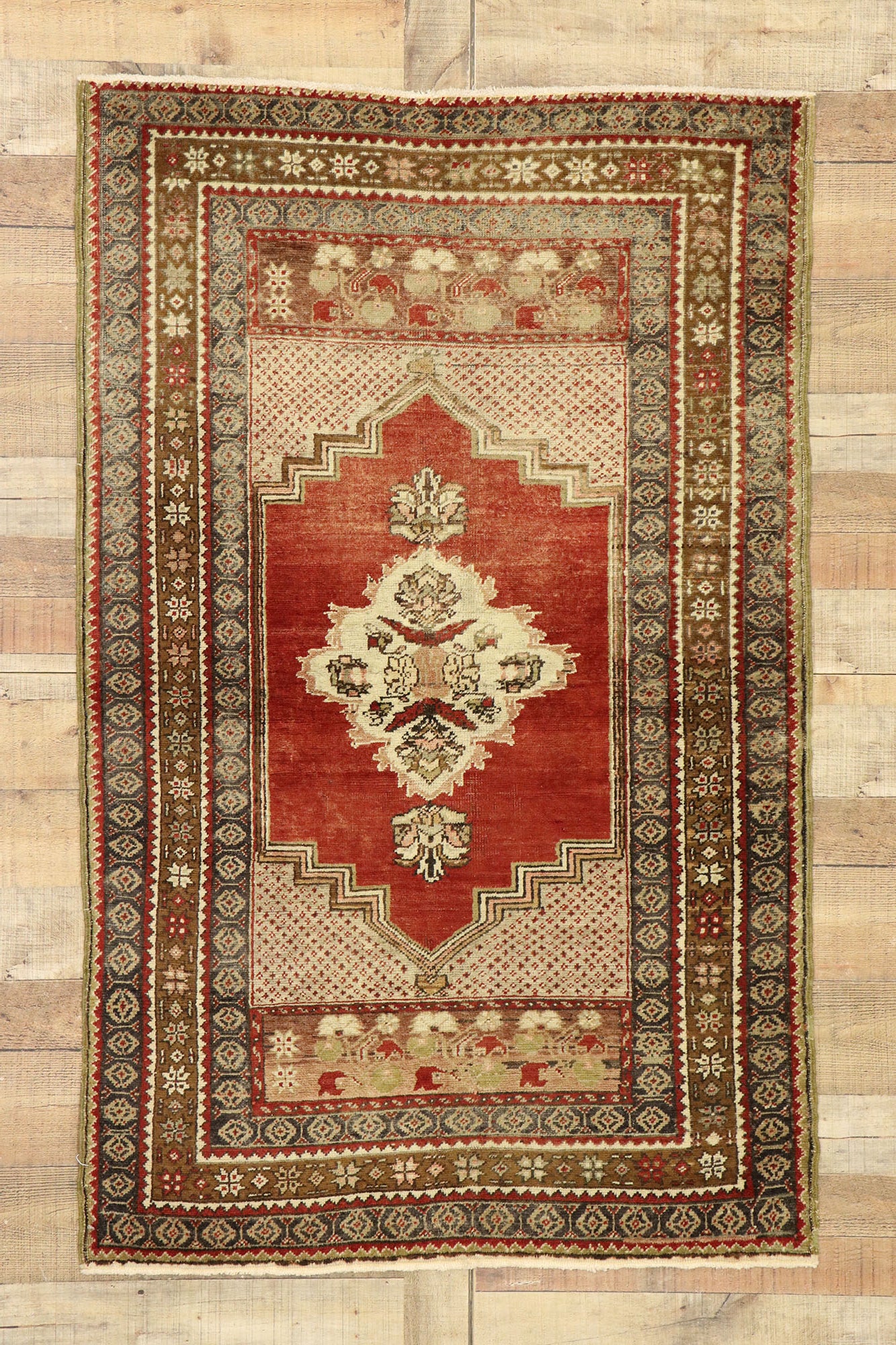 3 x 5 Vintage Turkish Oushak Rug 73843