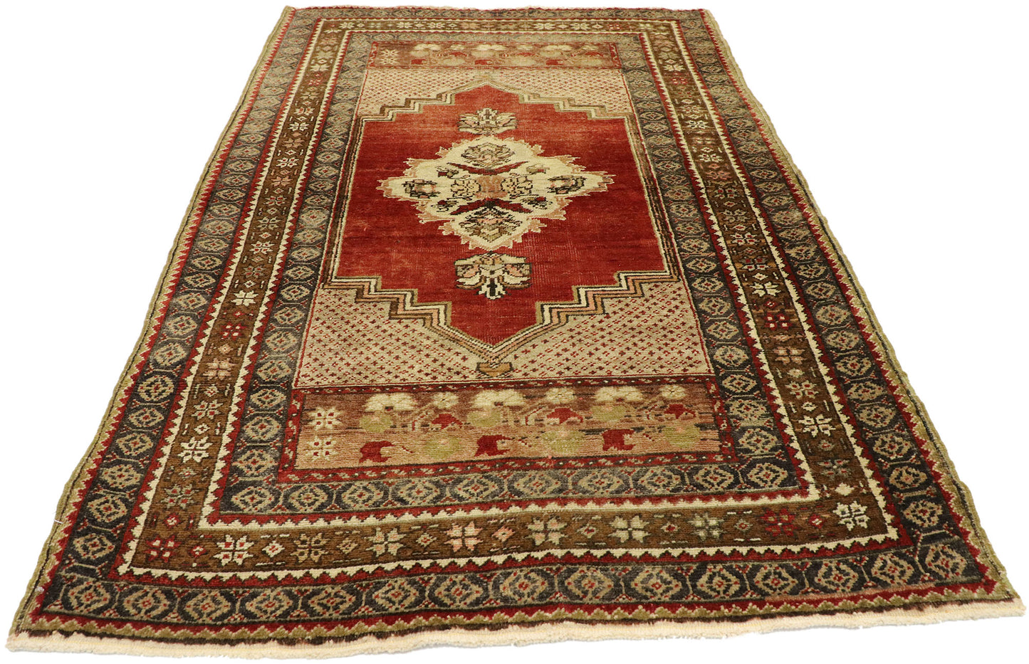 3 x 5 Vintage Turkish Oushak Rug 73843