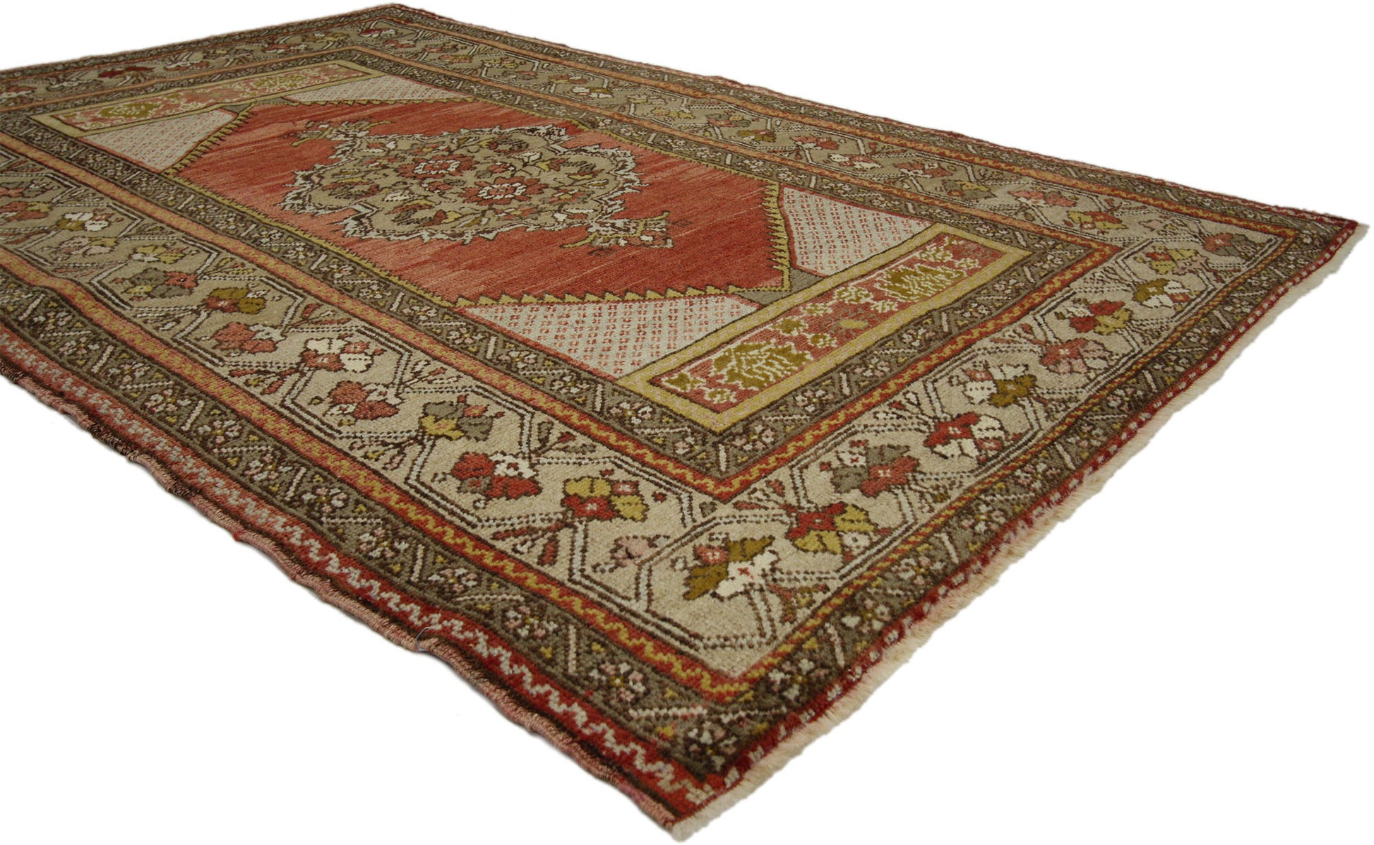 4 x 5 Vintage Turkish Oushak Rug 73854