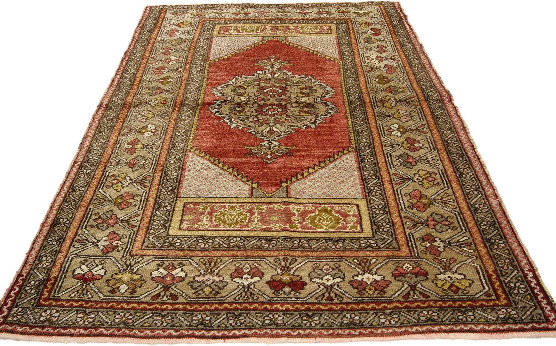 4 x 5 Vintage Turkish Oushak Rug 73854