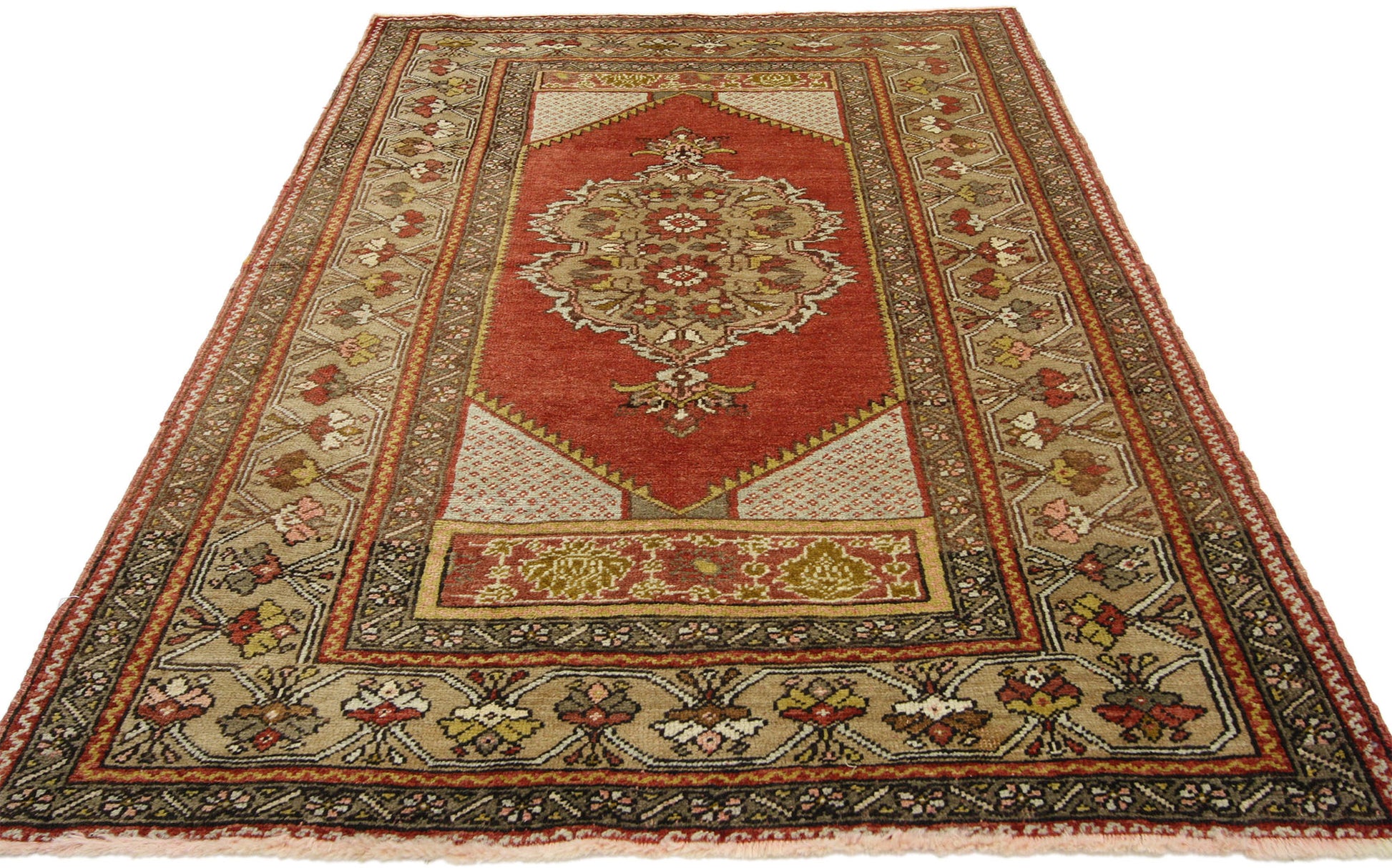 4 x 5 Vintage Turkish Oushak Rug 73855