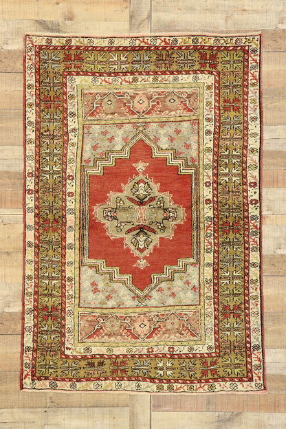 4 x 5 Vintage Turkish Oushak Rug 73863