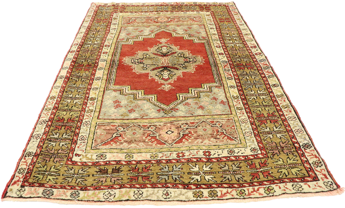 4 x 5 Vintage Turkish Oushak Rug 73863