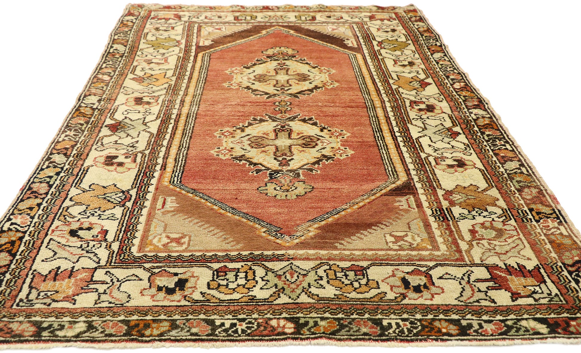 4 x 7 Vintage Turkish Oushak Rug 73864