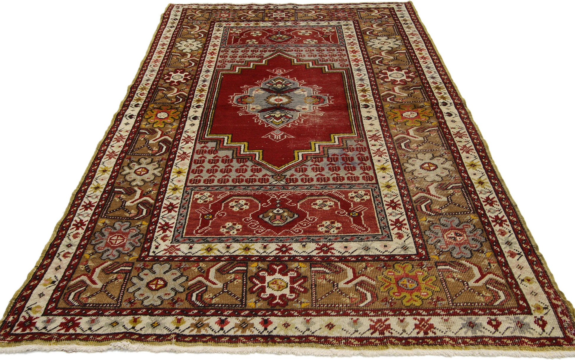 4 x 6 Vintage Turkish Oushak Rug 73869