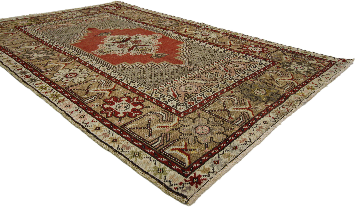 4 x 6 Vintage Turkish Oushak Rug 73872