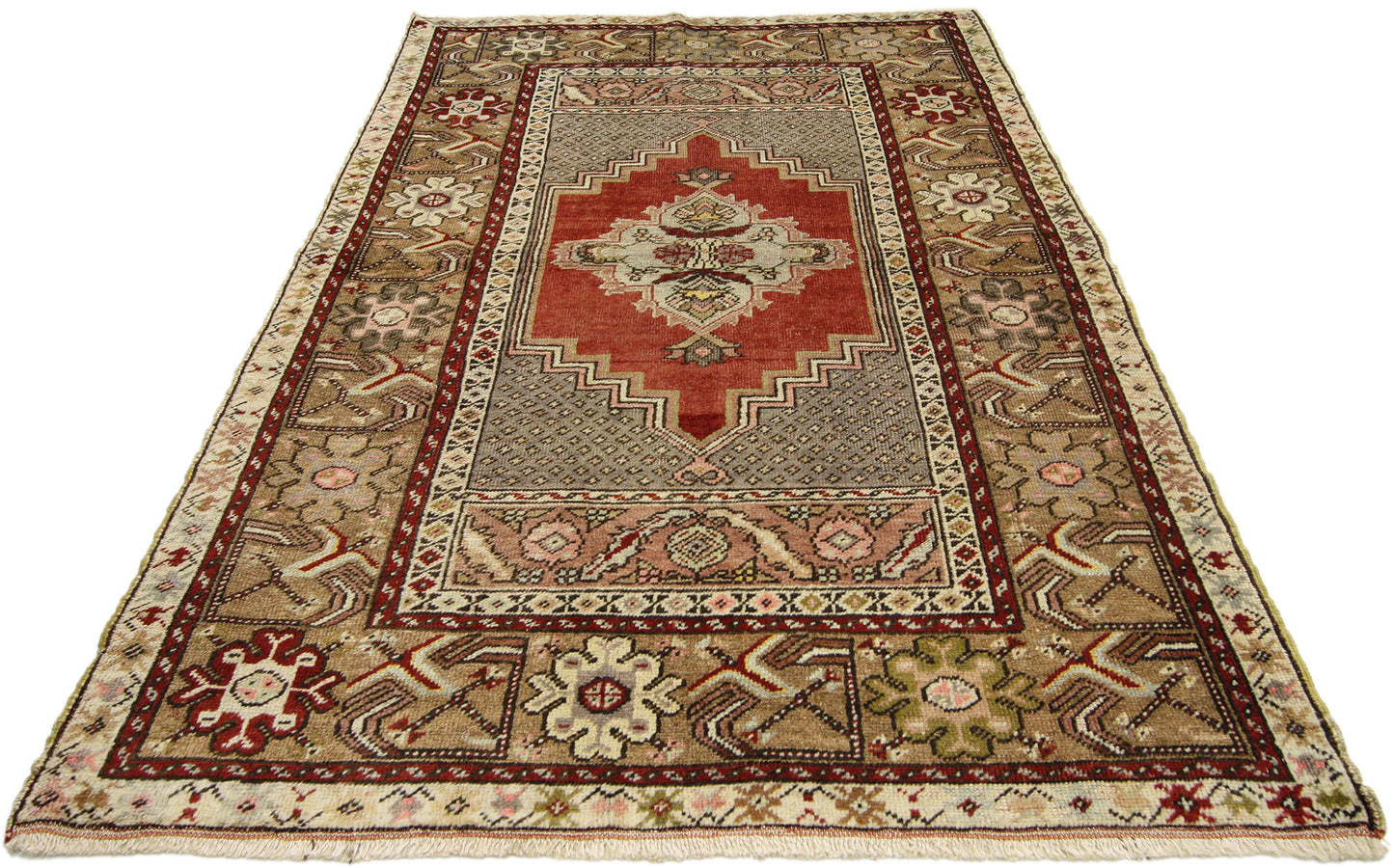 4 x 6 Vintage Turkish Oushak Rug 73872
