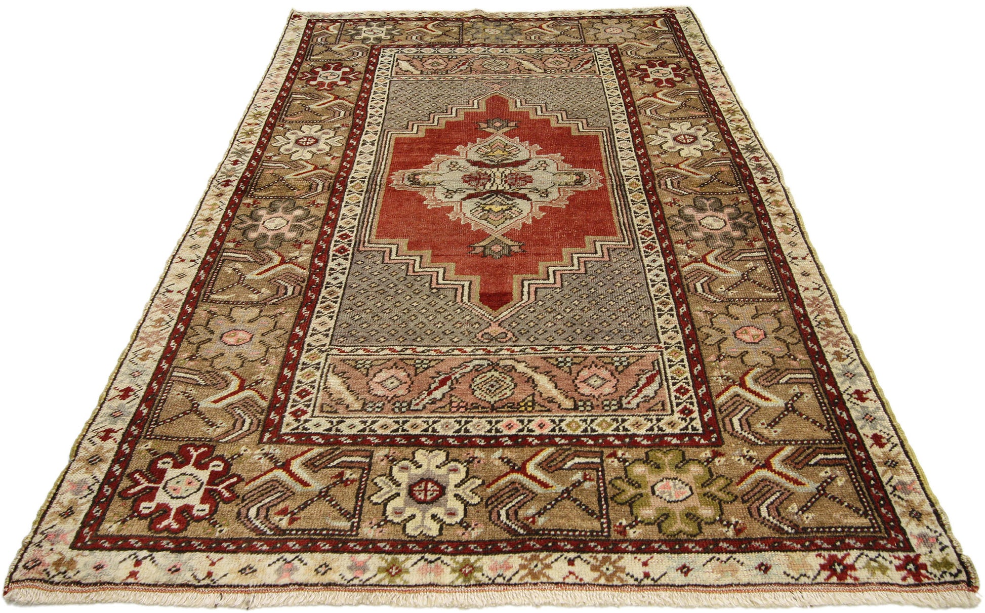 4 x 6 Vintage Turkish Oushak Rug 73872