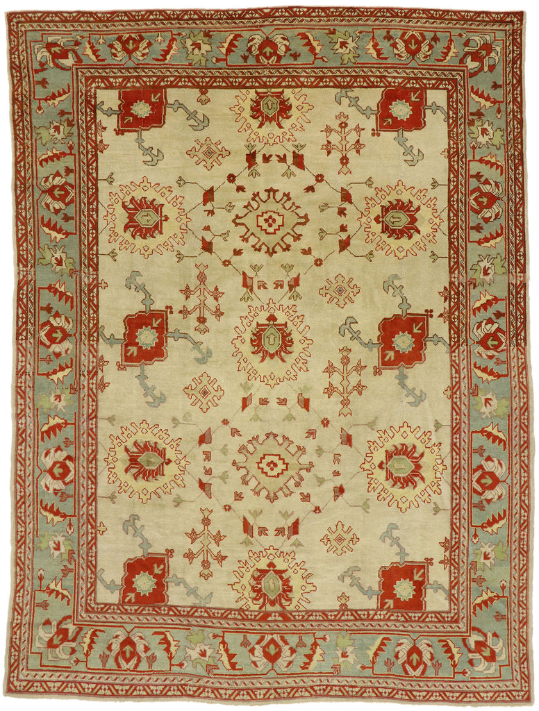 9 x 12 Antique Turkish Oushak Rug 73883