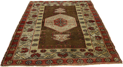 4 x 5 Vintage Turkish Oushak Rug 73884