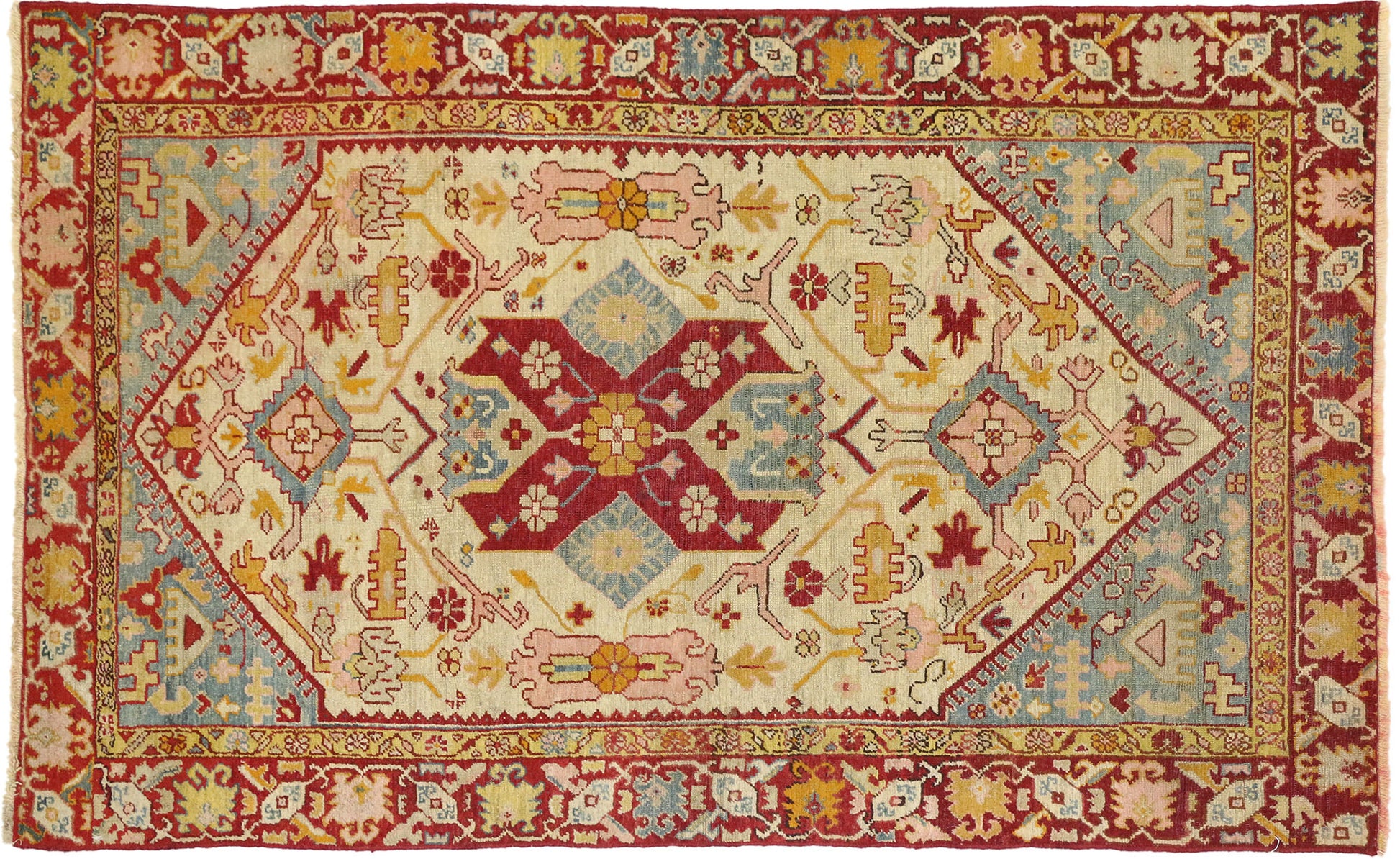 4 x 6 Vintage Turkish Oushak Rug 73905