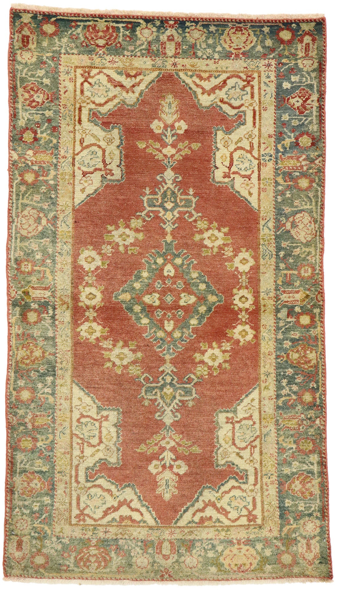 4 x 6 Vintage Turkish Oushak Rug 73915