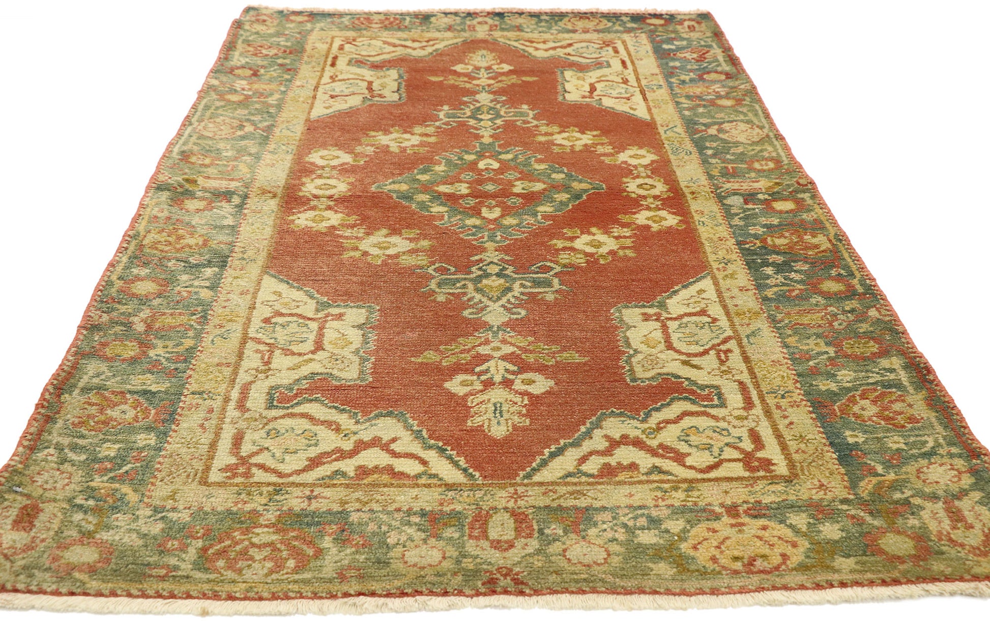 4 x 6 Vintage Turkish Oushak Rug 73915