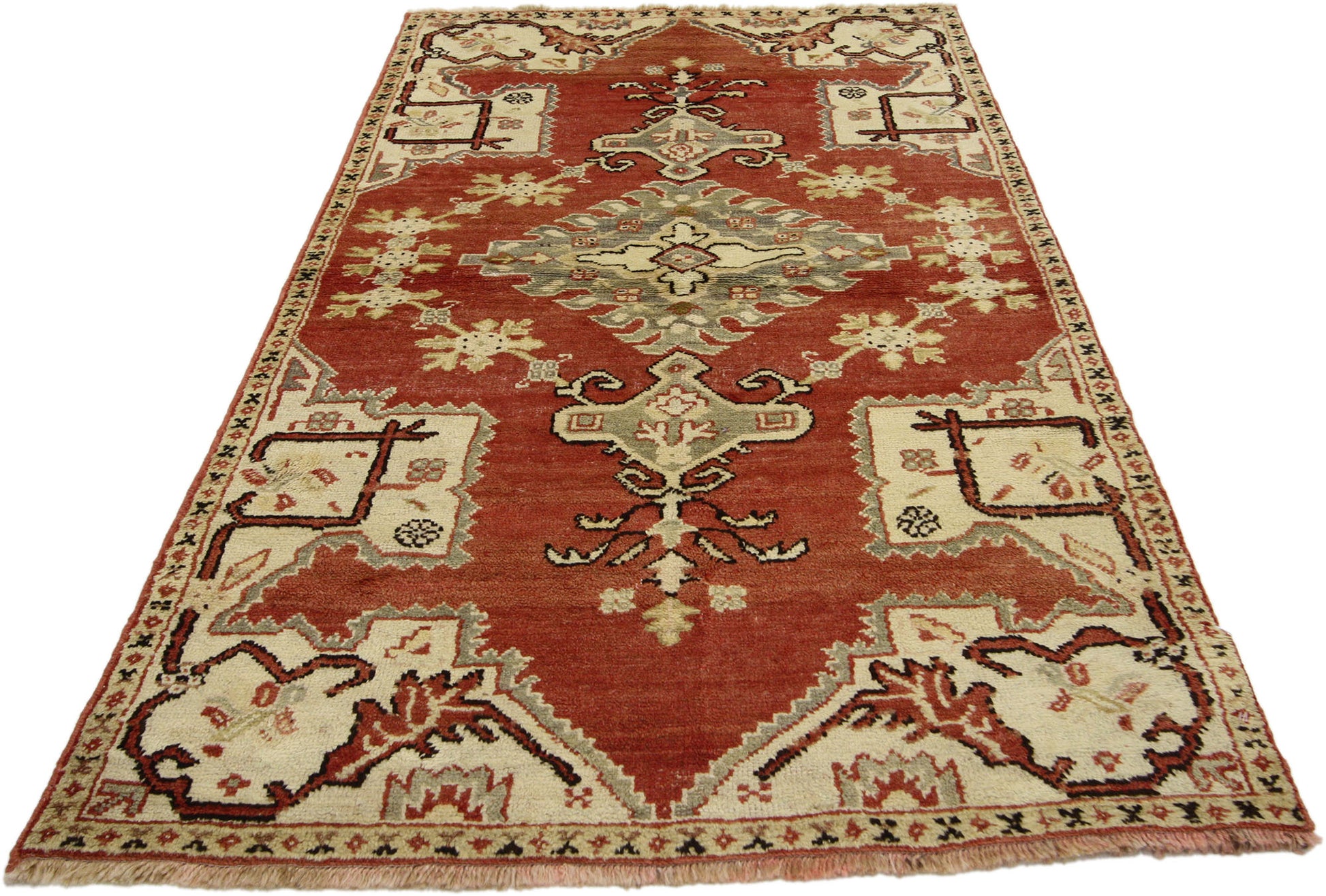3 x 6 Vintage Turkish Oushak Rug 73934