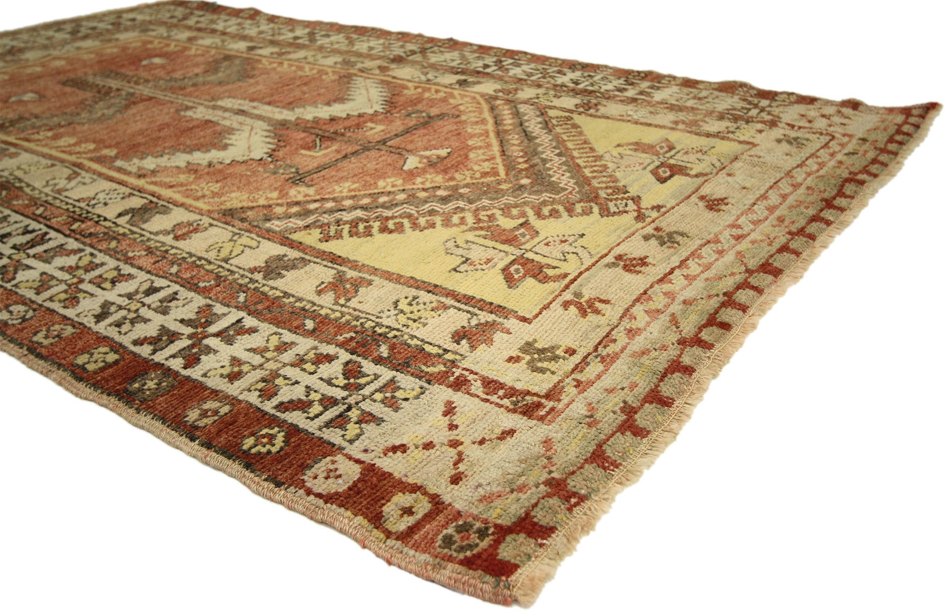 4 x 6 Vintage Turkish Oushak Prayer Rug 73941
