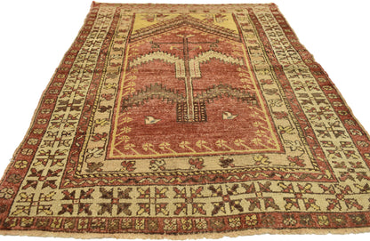 4 x 6 Vintage Turkish Oushak Prayer Rug 73941