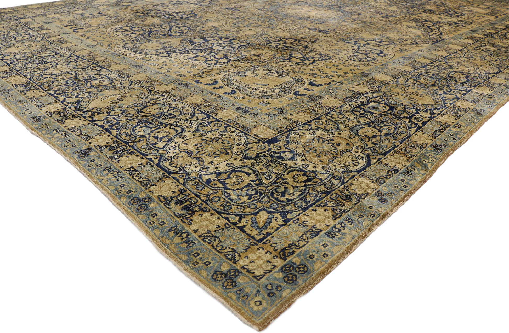 11 x 16 Antique Persian Yazd Rug 73956