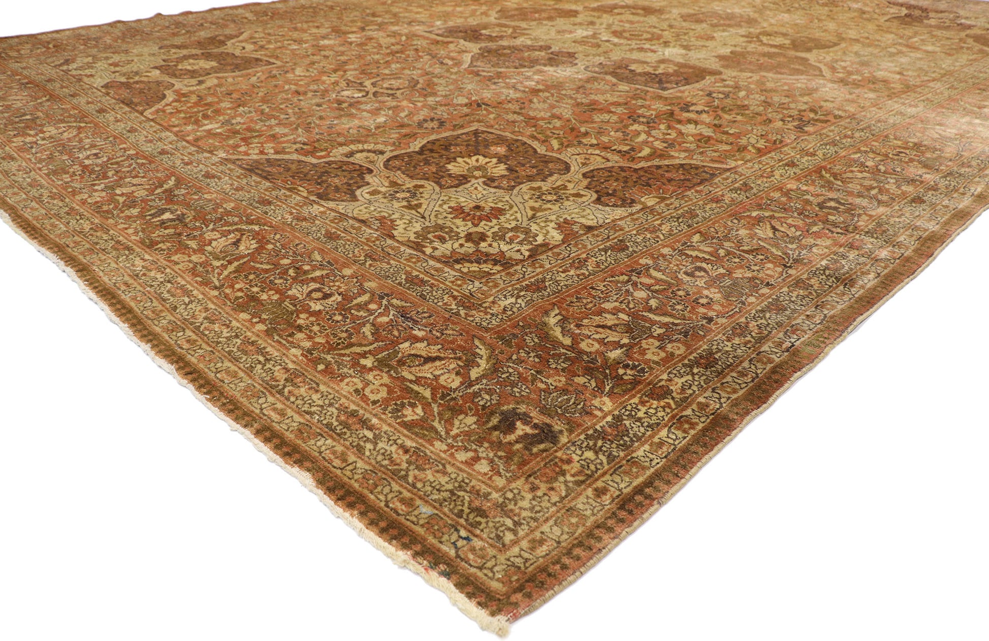 11 x 18 Antique Persian Tabriz Rug 73962