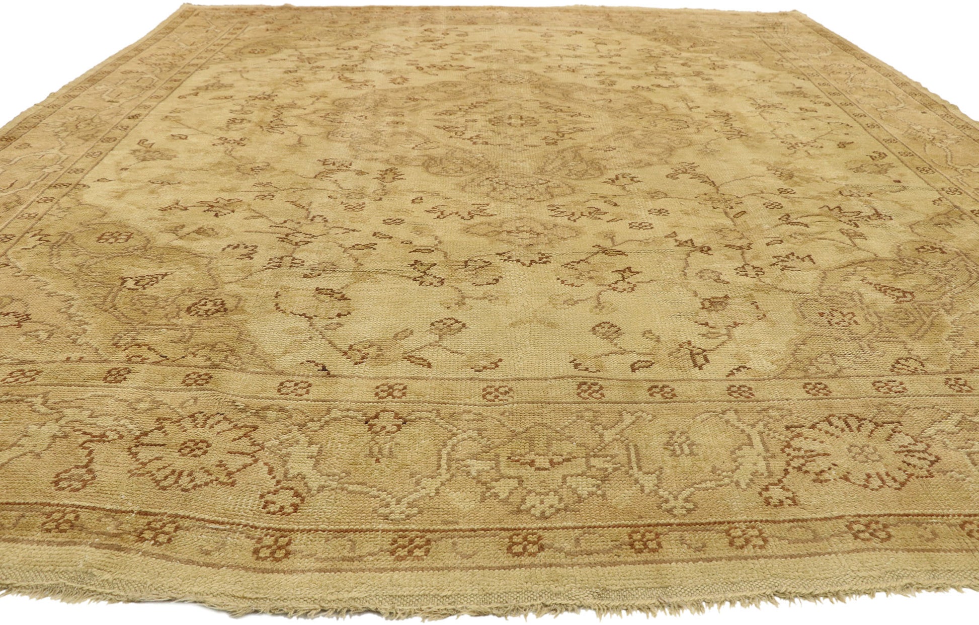 10 x 14 Antique Turkish Oushak Rug 74056