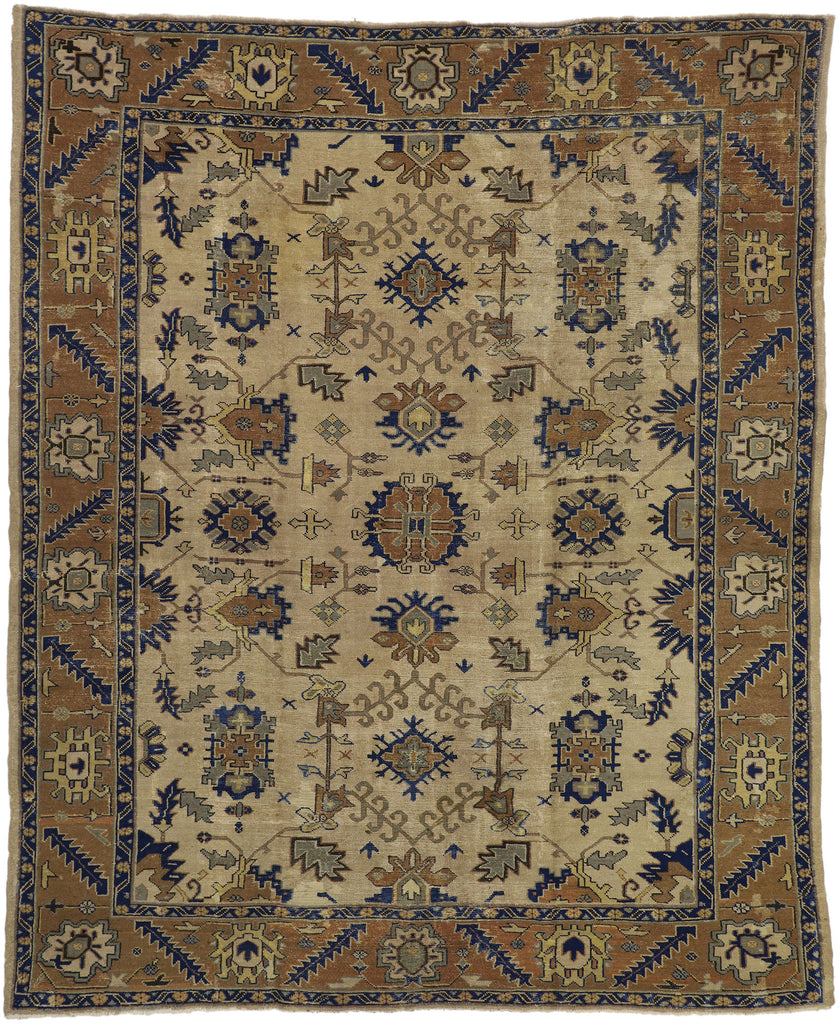 9 x 11 Antique Turkish Oushak Rug 74065