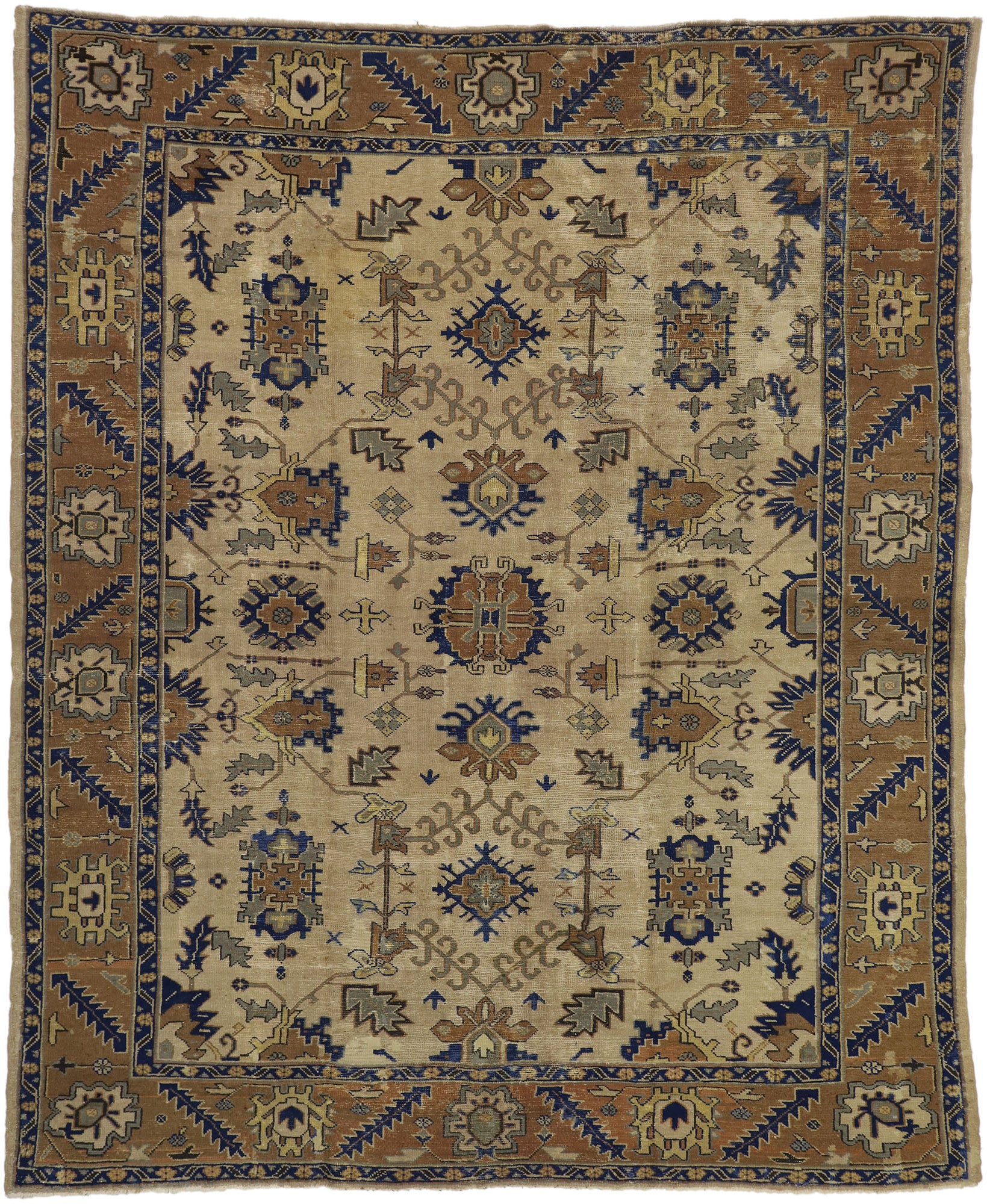 9 x 11 Antique Turkish Oushak Rug 74065