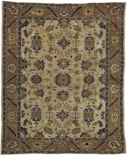 9 x 11 Antique Turkish Oushak Rug 74065