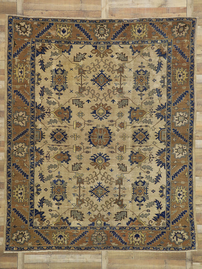 9 x 11 Antique Turkish Oushak Rug 74065