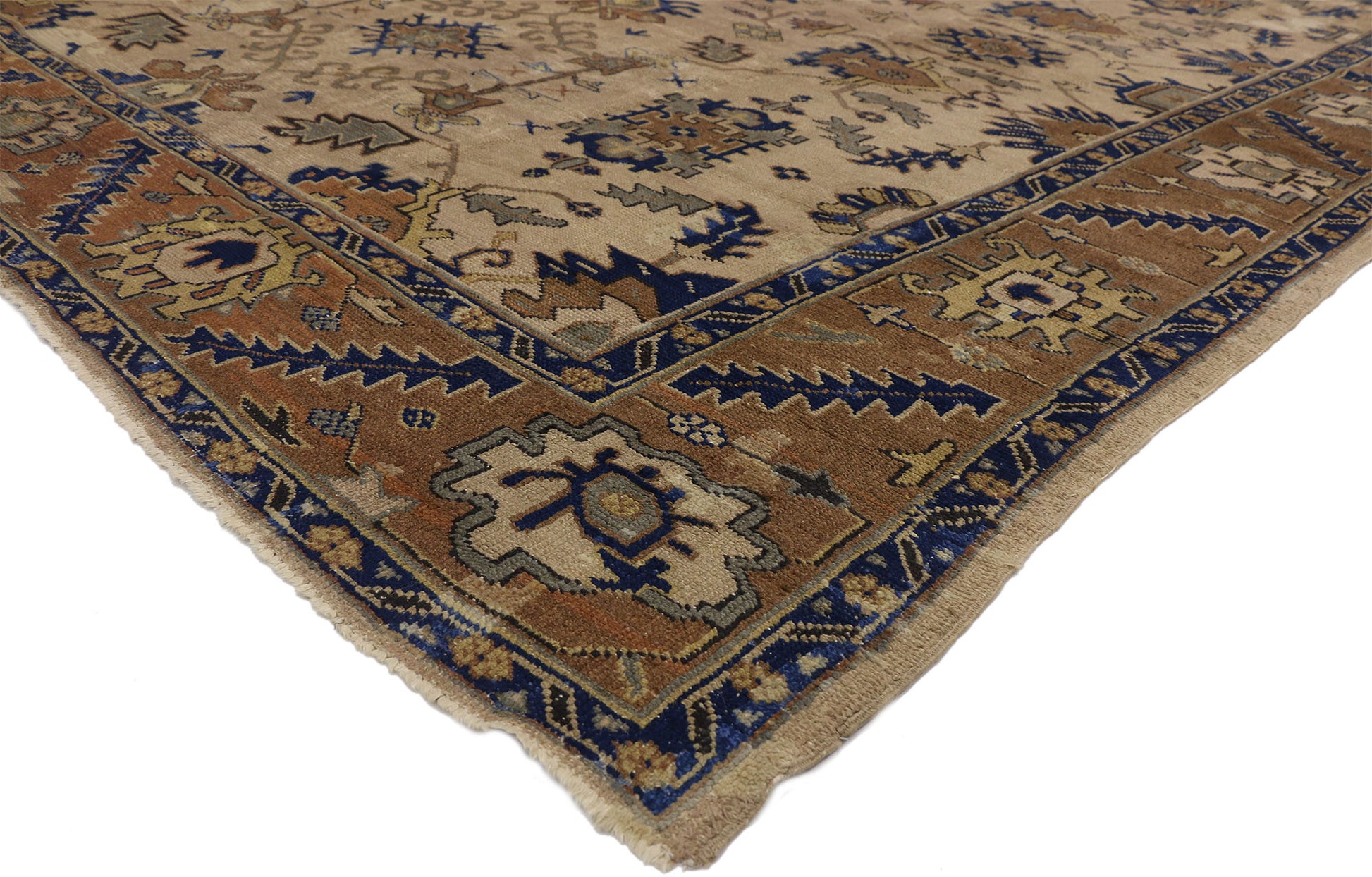 9 x 11 Antique Turkish Oushak Rug 74065