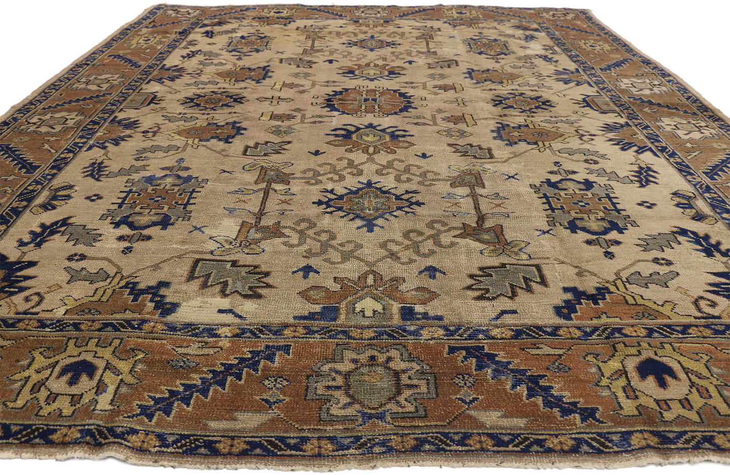 9 x 11 Antique Turkish Oushak Rug 74065