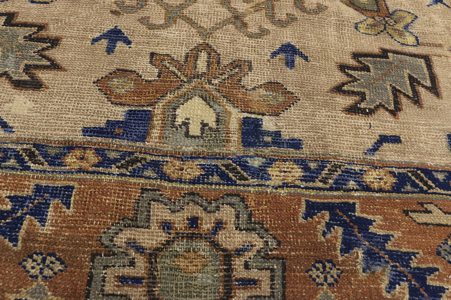 9 x 11 Antique Turkish Oushak Rug 74065