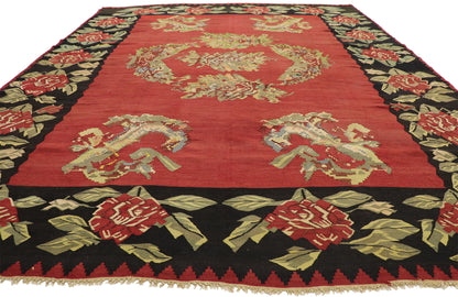 8 x 11 Vintage Turkish Rose Kilim Rug 74128