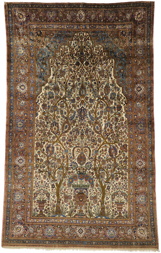 7 x 11 Antique Persian Mohtasham Kashan Rug 74220