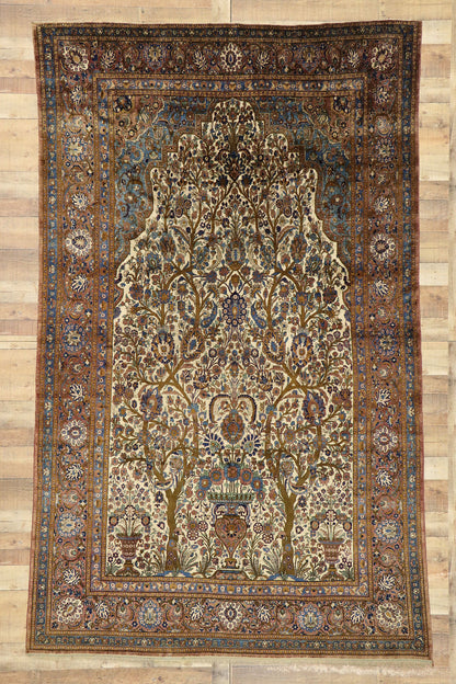 7 x 11 Antique Persian Mohtasham Kashan Rug 74220