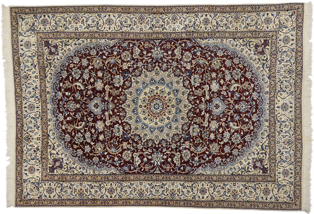 7 x 9 Vintage Persian Nain Rug 74241