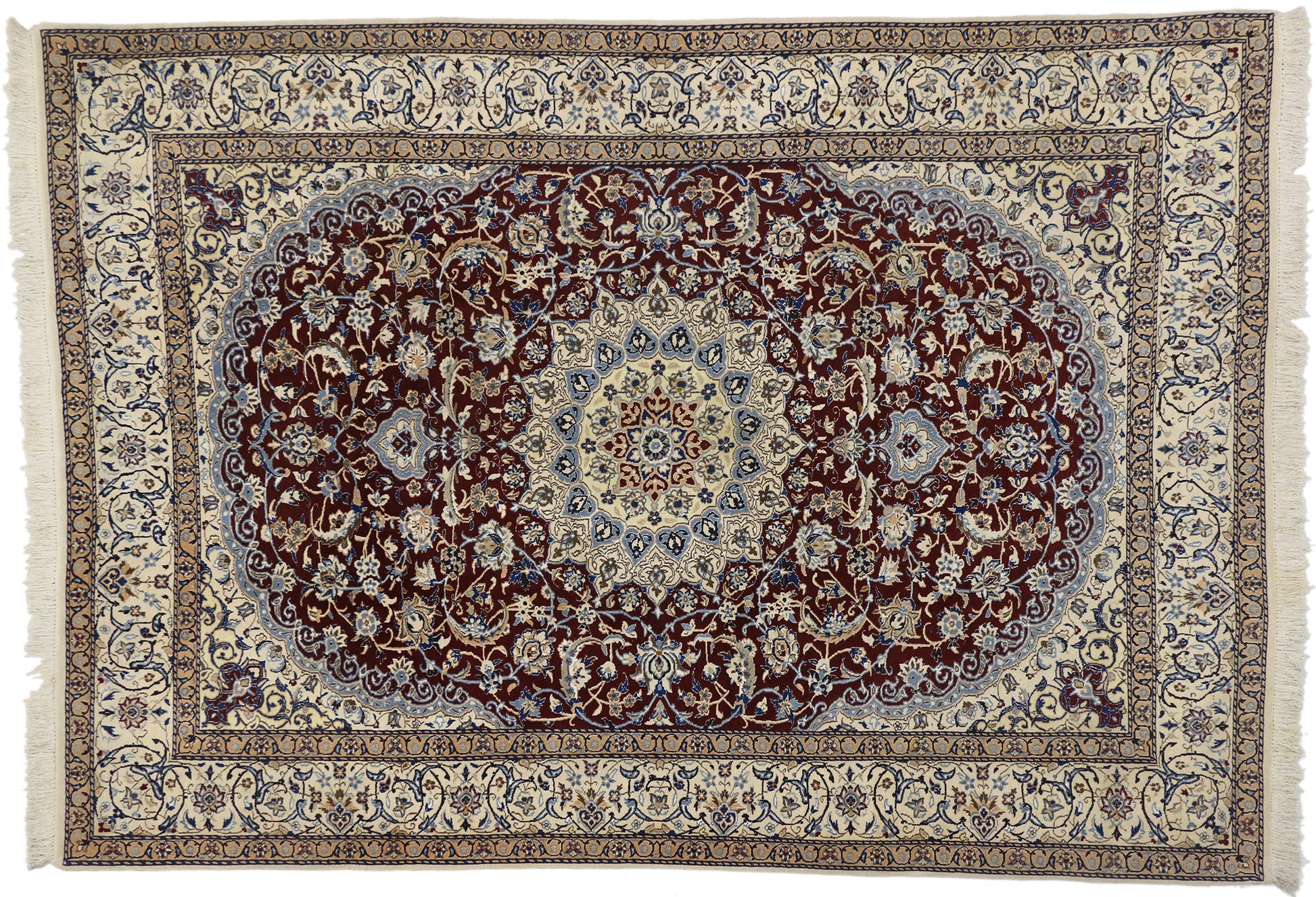 7 x 9 Vintage Persian Nain Rug 74241