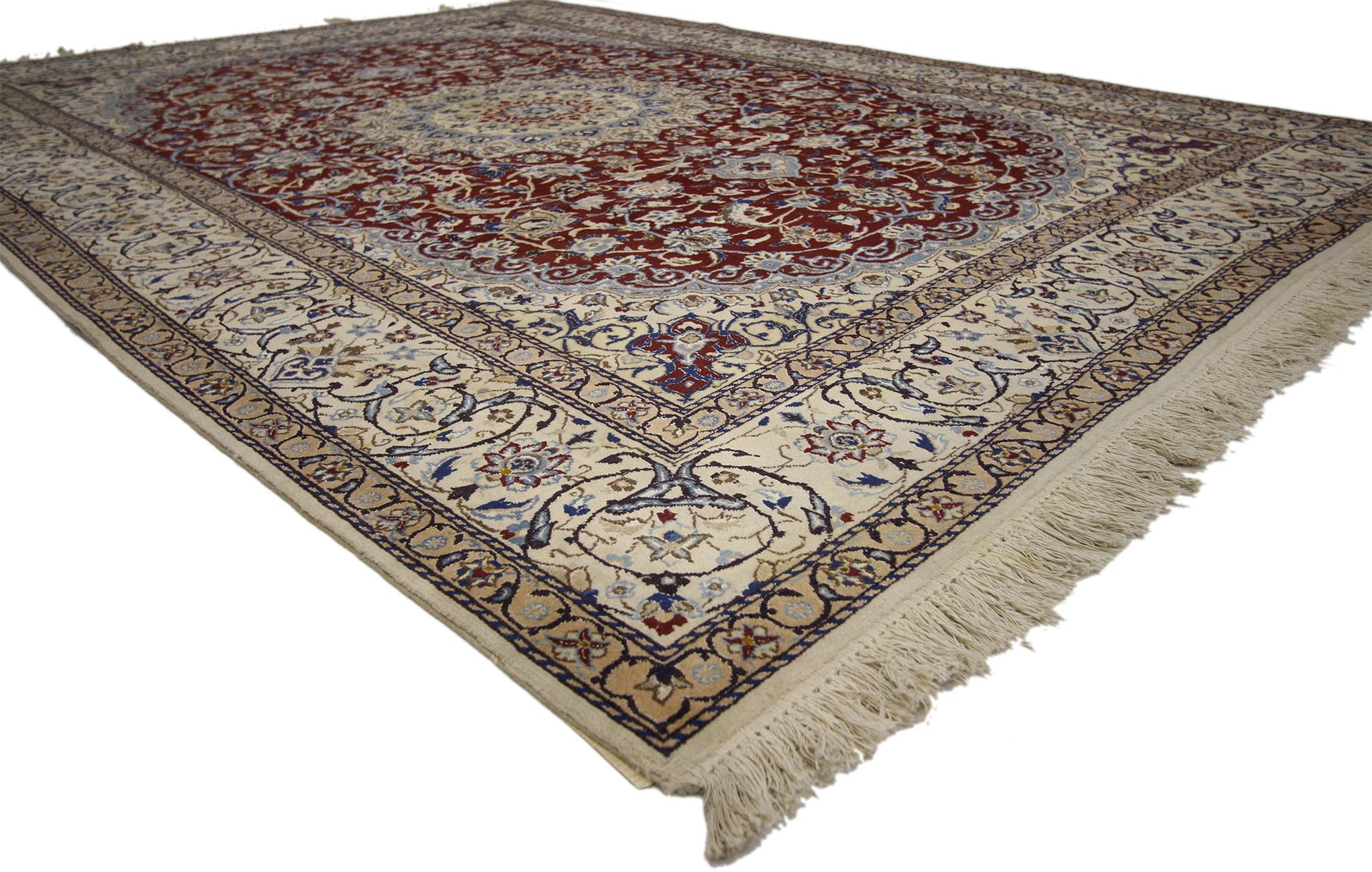 7 x 9 Vintage Persian Nain Rug 74241