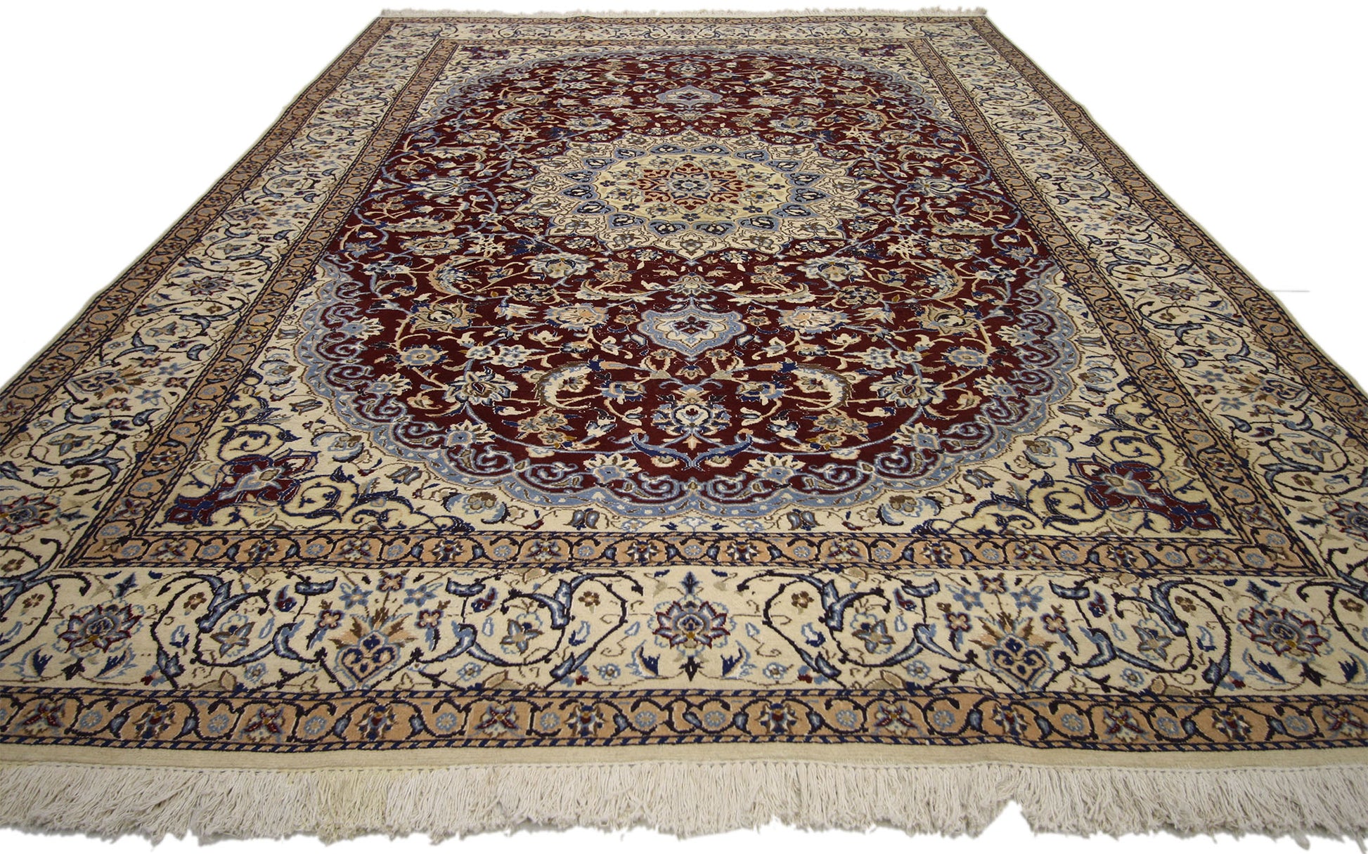 7 x 9 Vintage Persian Nain Rug 74241