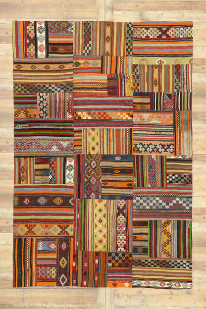 7 x 10 Vintage Patchwork Madras Rug 74243