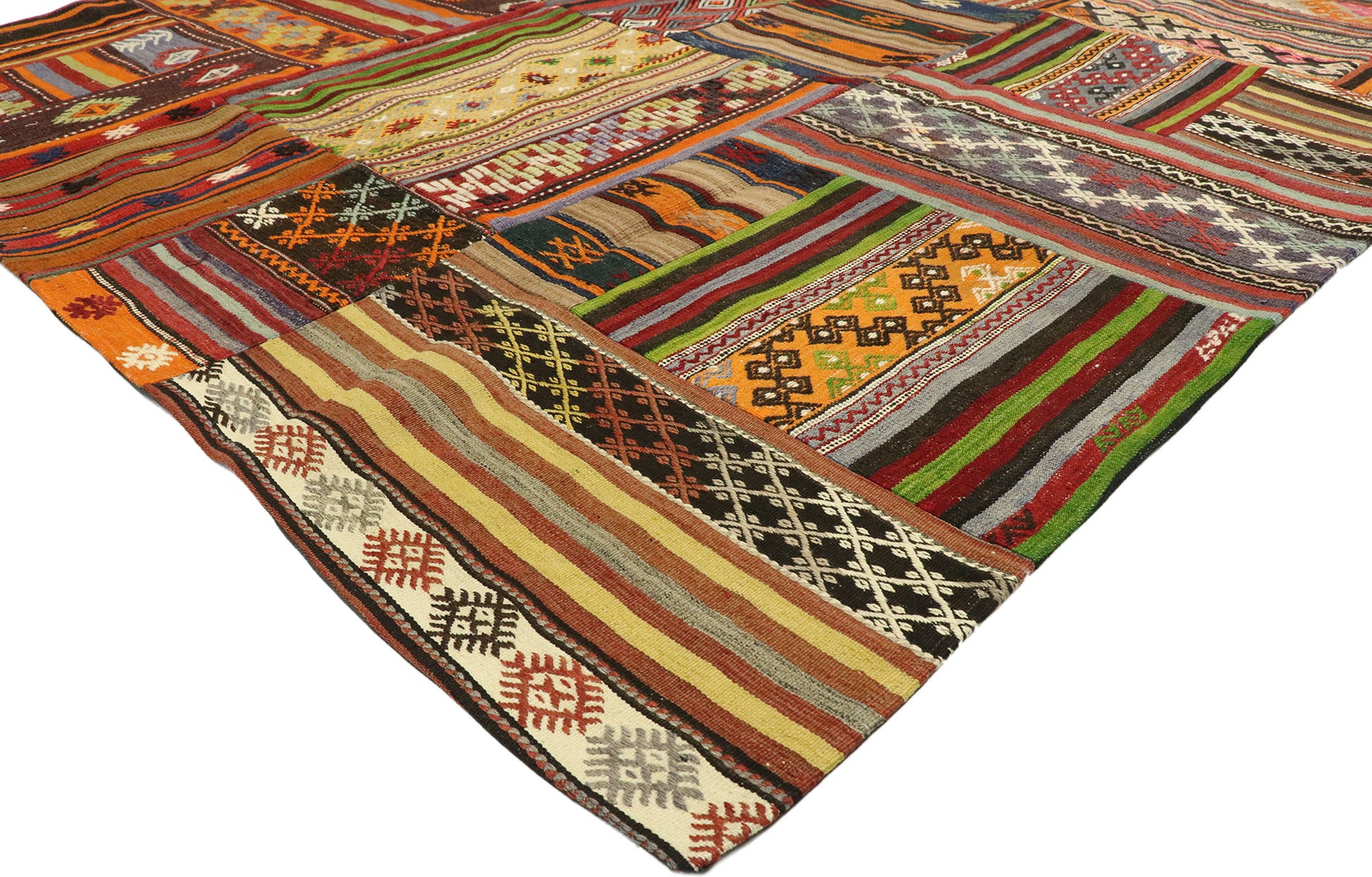 7 x 10 Vintage Patchwork Madras Rug 74243
